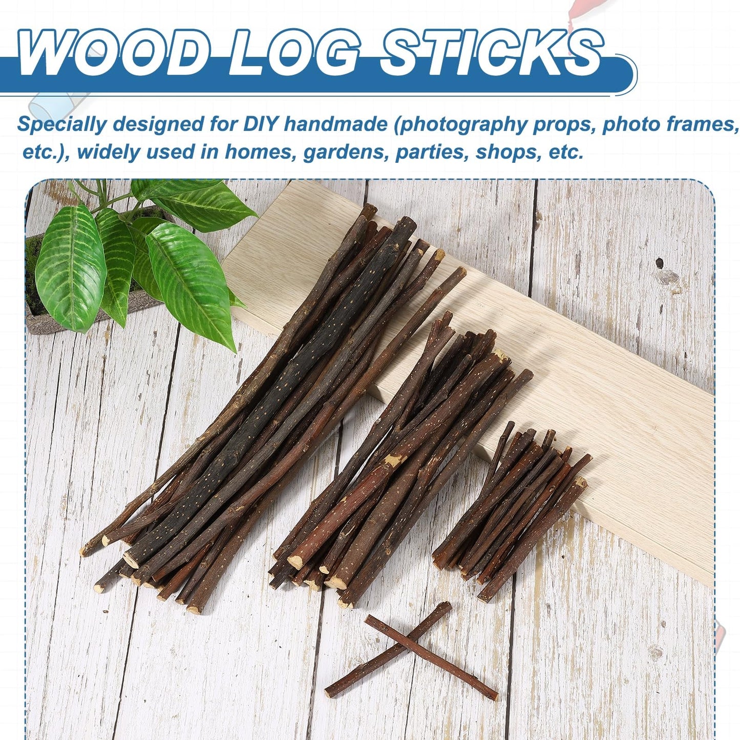 PATIKIL 25 Pcs 12inch Wood Log Sticks, 0.2-0.24inch in Diameter Natural Driftwood for Crafts Wooden Craft Sticks for DIY Crafting Photo Props Driftwood Decor, Apple Branch