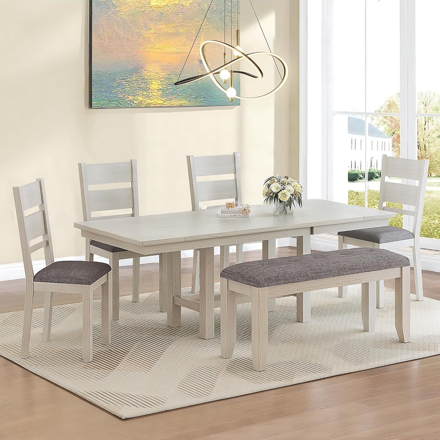 Dining Chairs Set of 4, Solid Wood Farmhouse Chairs with High Cross Back and Upholstered Seat, Easy Assembly for Indoor Home, Dinner, Kitchen, Grey