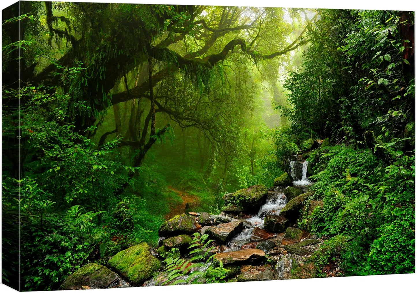 wall26 Canvas Print Wall Art Nepal Green Forest & Waterfall Nature Wilderness Photography Modern Art Rustic Scenic Colorful Multicolor for Living Room, Bedroom, Office - 24"x36"