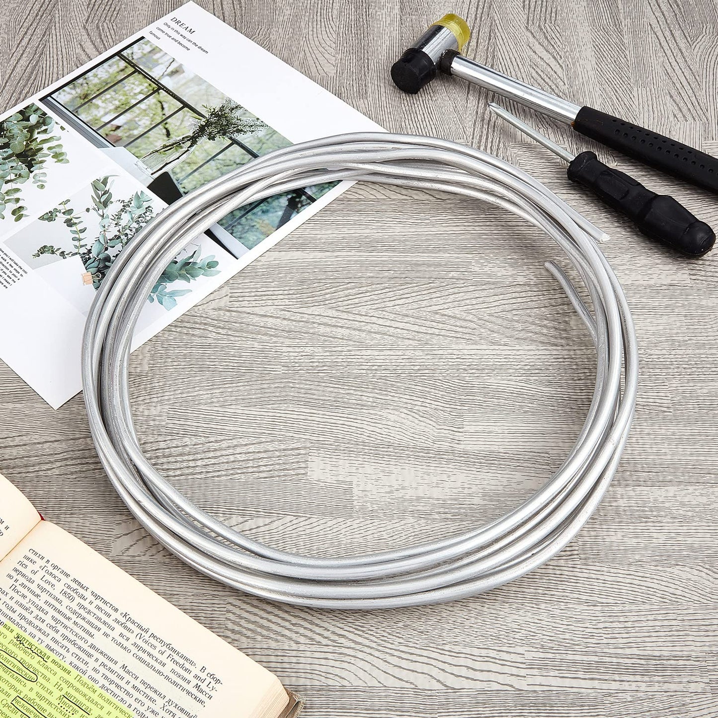 Pelopy Aluminum Wire 1/4 Inch Diameter Metal Wire 60 ft Armature Bendable Armature for Sculpting Dolls Floral Jewelry Making Weaving DIY Crafts, Silver