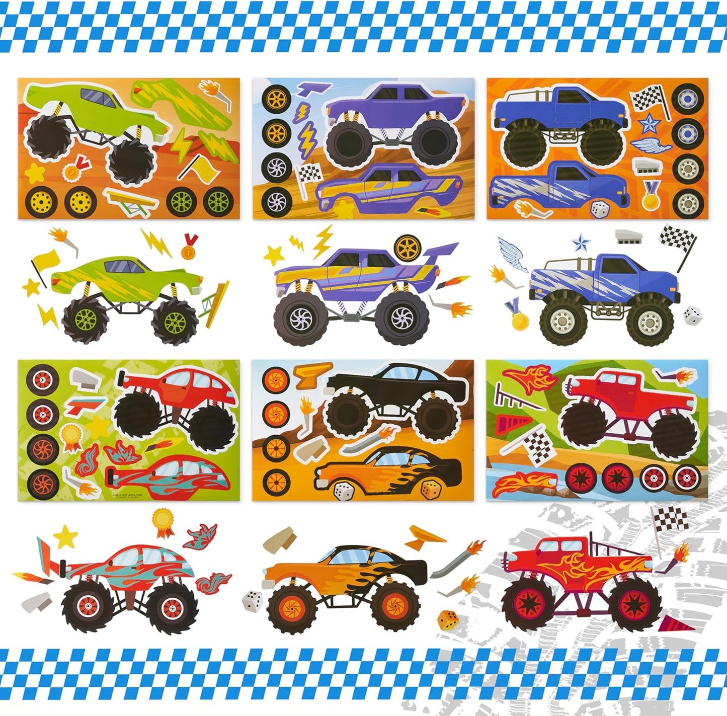 JOYIN 36 Sheets 9"x6" Make a face Stickers for Kids, Make Your Own Monster Truck Stickers, Crafts Birthday Party Favors, Goodie Bags Classroom Activities