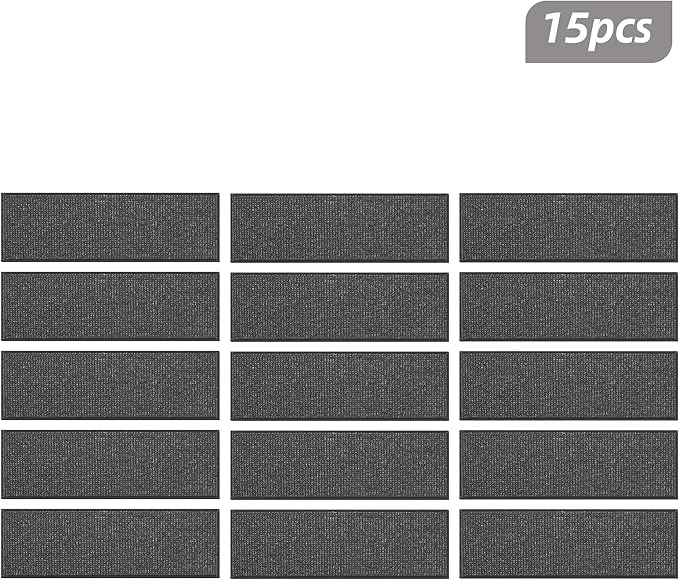 BEQHAUSE Stair Treads for Wooden Steps 28inX9in, Carpet Stair Treads Non Slip Indoor, Machine Washable Stair Runners for Kids Elders and Pets, Carpet for Stair Rugs Mat, TPE Backing, 15pcs, Charcoal