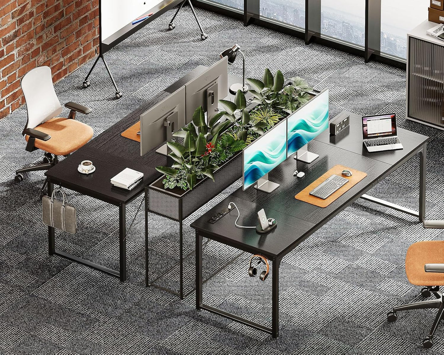 Coleshome 71 Inch Computer Desk with USB Ports, Large Office Desk, Long Study Student Writing Desk, Black