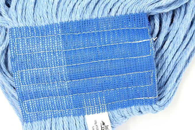 Turkey Creek Essentials Mop Heads Commercial Grade USA Made Looped End Heavy Duty Large Mop Head of Blue 4-Ply Synthetic Yarn Industrial Wet Mop Head Replacement and String Mop Refills (1, Large)