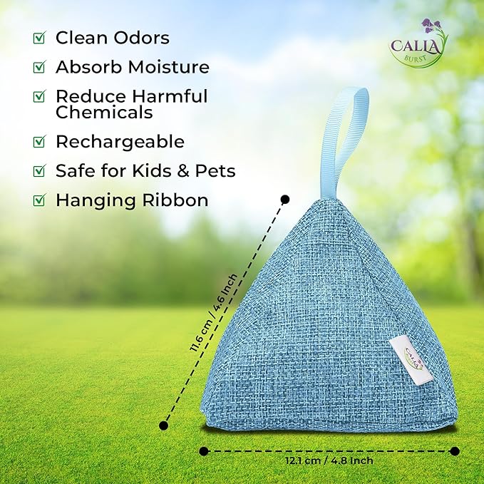4 Pack Bamboo Charcoal Air Purifier Bags 200 Grams Each - Activated Charcoal Odor Absorber for Car, Pets & Closet - Natural Freshener for Home, Eco-Friendly & Reusable Charcoal Bags (Designer Colors)