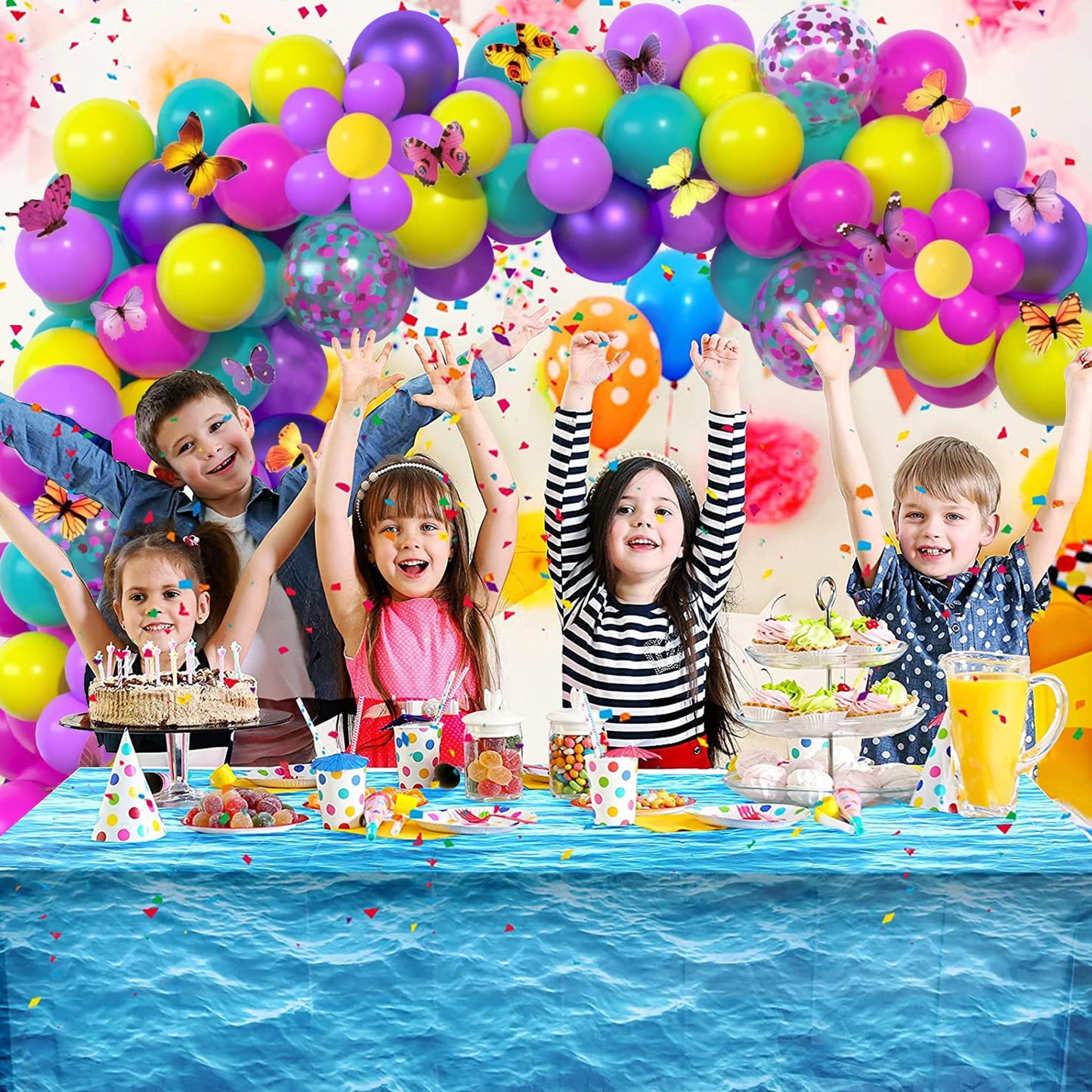 Pink Blue Purple Balloon, 60 Pcs 12 Inches Hot Pink Metallic Purple Teal Yellow Balloons Confetti Balloons for Kids Magic Theme Birthday Decoration Baby Shower Girls Music Party Supplies