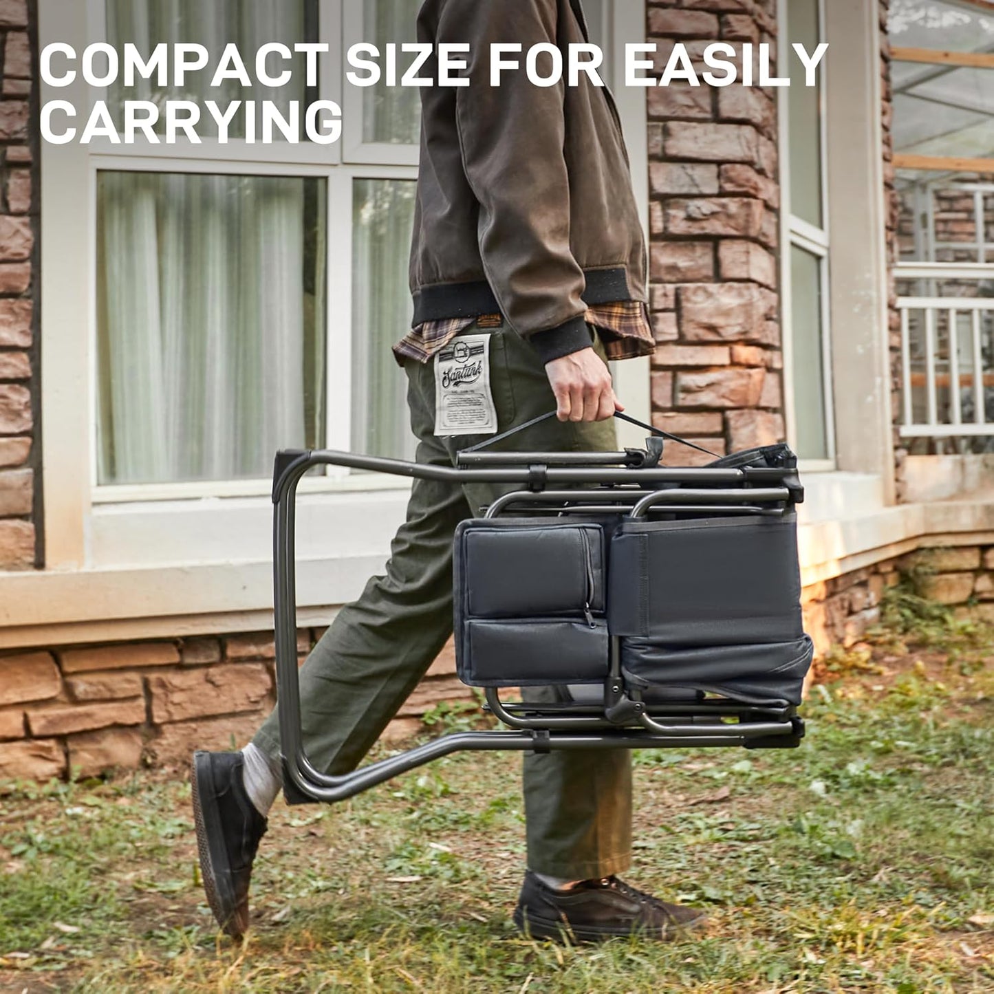 EVER ADVANCED Portable 30.7" Seat Height Tall Folding Camping Chair Directors Chair High Foldable Bar Stool with Side Table for Makeup Artist, Sports Event, Craft Show, Supports 350LBS Grey