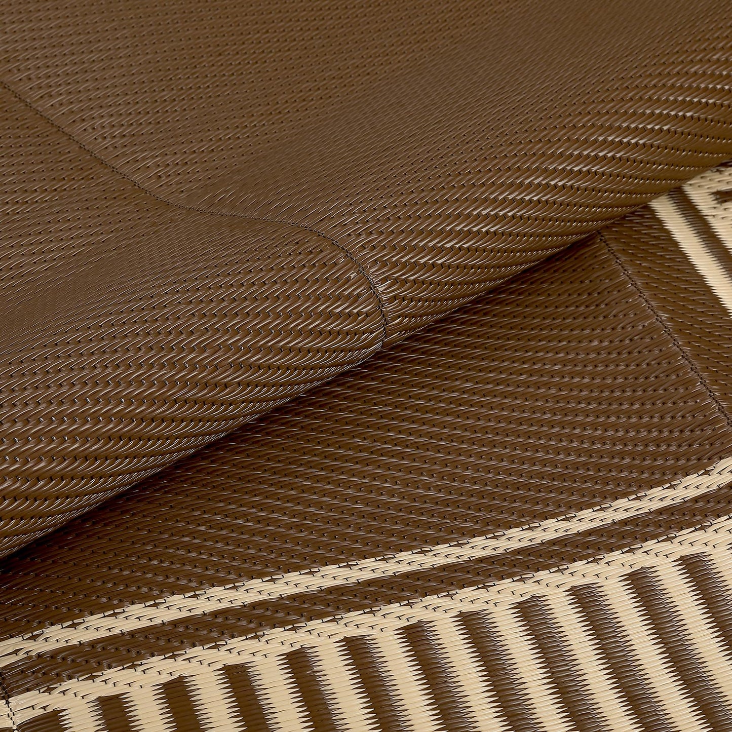 IDEALHOUSE Outdoor Rug 10'x20' Reversible Portable Lightweight Waterproof UV Resistant Plastic Straw Patio Mat for RV Camping Picnic Deck Backyard Peony Brown