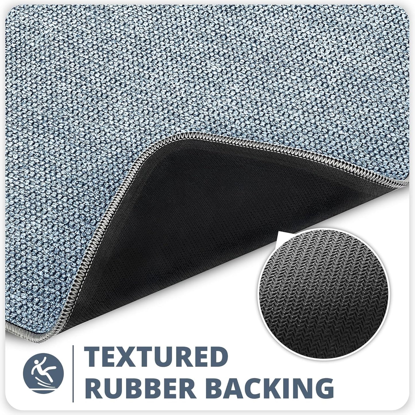 Bath Mat,Ultra Thin Bathroom Runner Rugs,Large Bath Mats for Bathroom,Quick Dry,Non-Slip,Machine Washable,Low Pile,Bath Rug,Shower Outside,Sink,Home Decor Accessories.Blue,2'x5'（24x60inch）