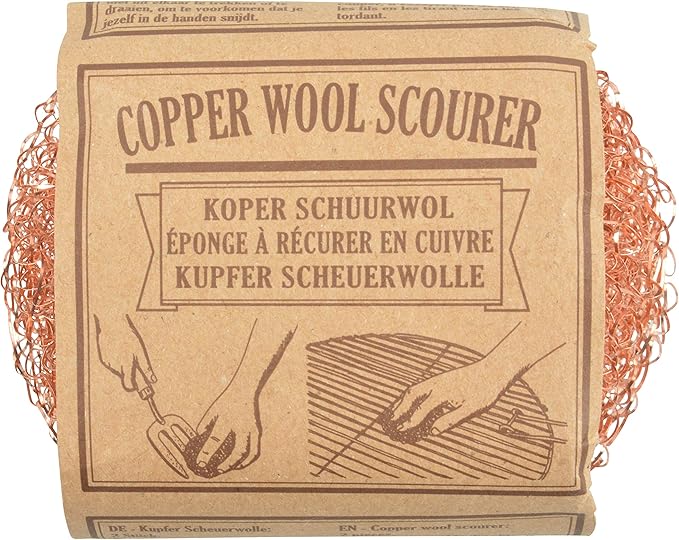 Esschert Design Copper Wool Scourer Set of 2, 3.5 x 3.5 x 0.9 inch