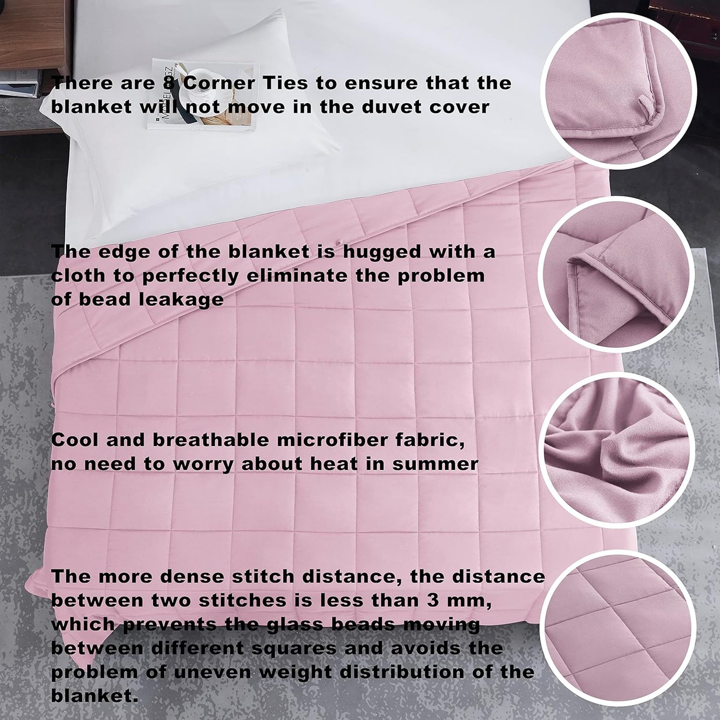L'AGRATY Weighted Blanket - 40"x60" 10lbs Cooling Breathable Microfiber Material with Glass Beads Small Blanket All-Season Summer Fall Winter Soft Thick Comfort