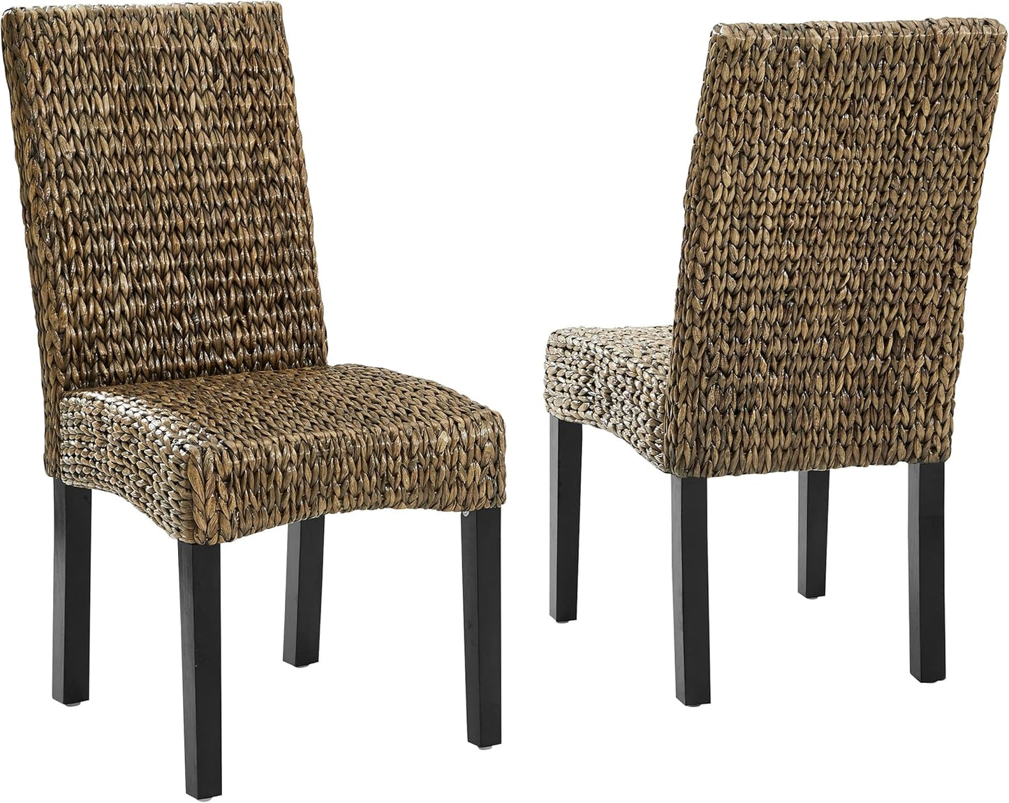 Crosley Furniture Edgewater Handwoven Natural Fiber Rattan Dining Chairs Set of 2, Seagrass
