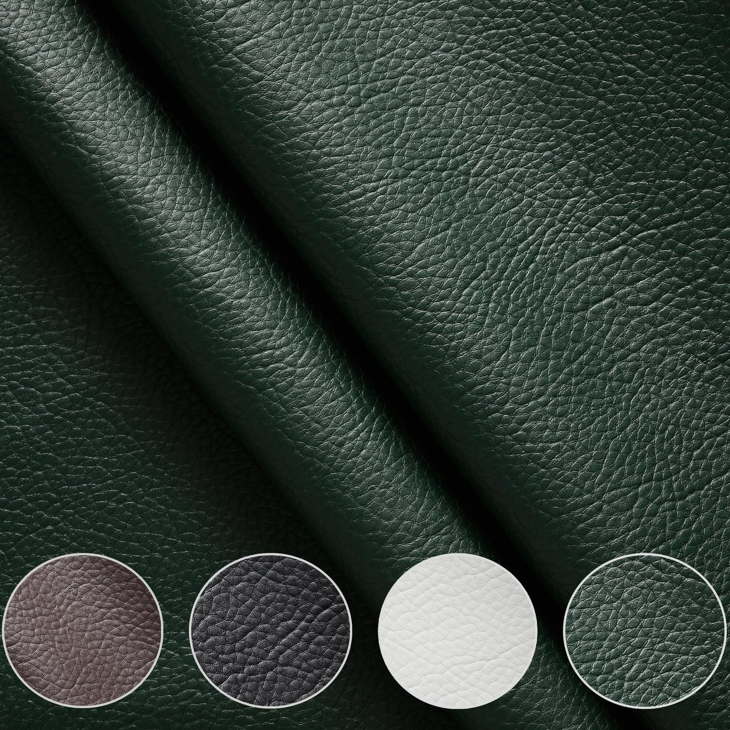 HYVAKUPPA Faux Leather Fabric by The Yard Marine Vinyl Fabric 55" W Outdoor Upholstery Fabric Waterproof PU Leather for Crafts Furniture Handbag DIY Sewings Earrings Decor (1 Yard, Dark Green)
