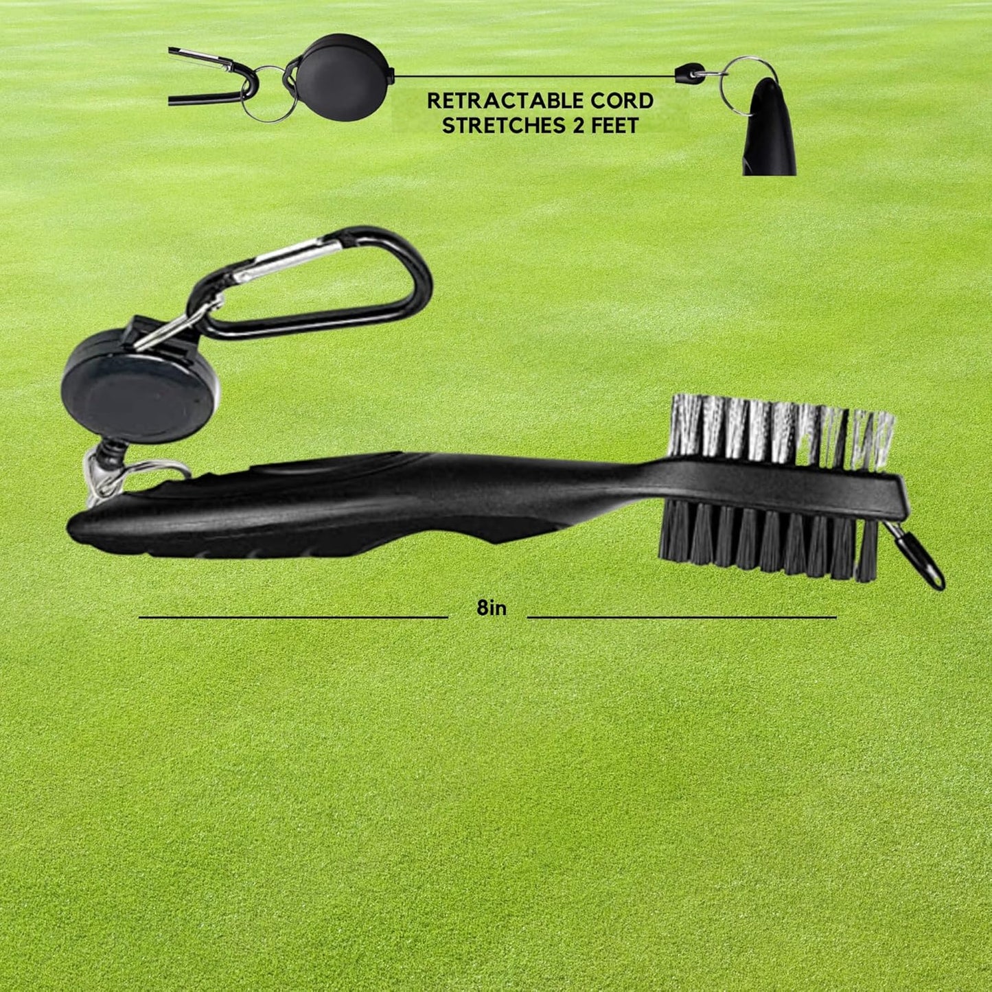 Golf Brush (2 Pack) - Cord and Clip Attachment for Bags and Carts, Club Cleaner Ideal for Woods and Irons - Golf Accesories for Men and Women