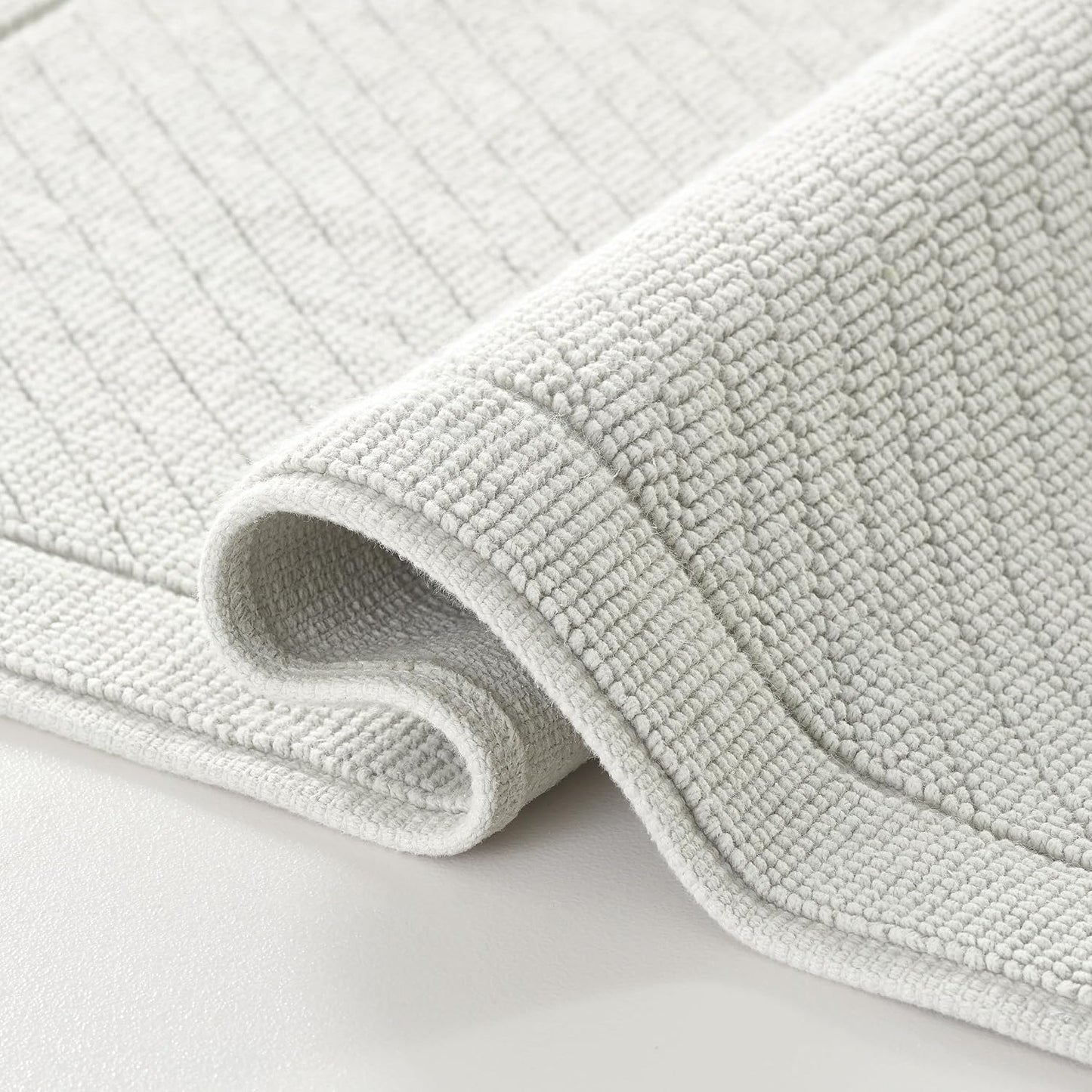 Arkwright 2 Piece 100% Cotton Bathroom Rug Set - High Absorbent Stylish Textured Woven Design Bath Mat, Slip Resistant Backing for Shower and Bathtub Floor, 17x24 & 20x32 in - Grey