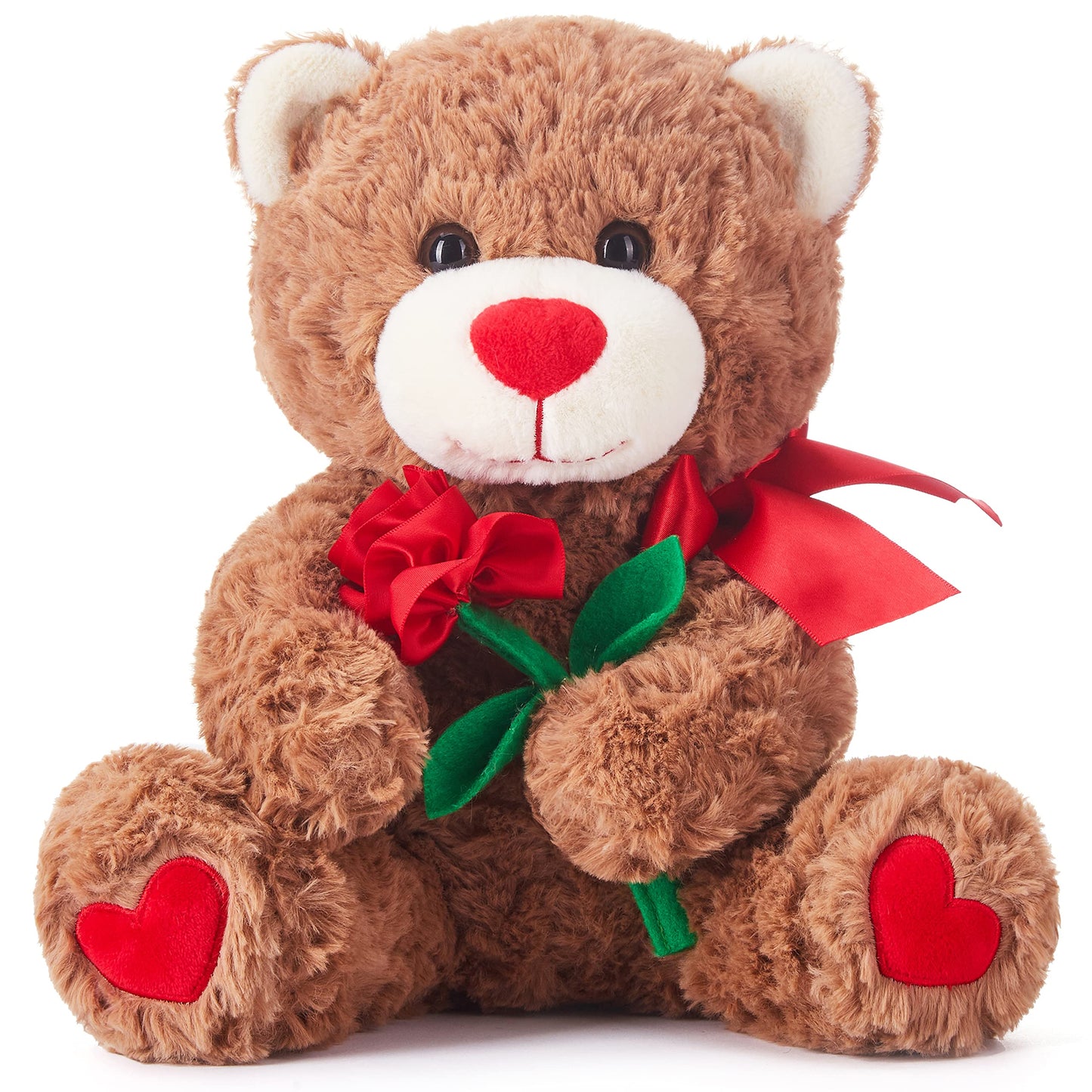 IKASA Bear Stuffed Animal Love Plush Toy with Bow for Valentine,Cute 10.6" Soft Plushie Small Toy,Gifts for Girlfriend (Bear)