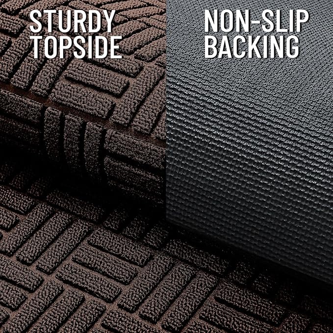 OLANLY Front Door Mat Outside Entrance 71x47, Absorbent, Heavy Duty Sturdy Natural Rubber Doormat Indoor Outdoor, Stain and Fade Resistant, Non-Slip Backing Low Profile Floor Mat for Entryway, Brown