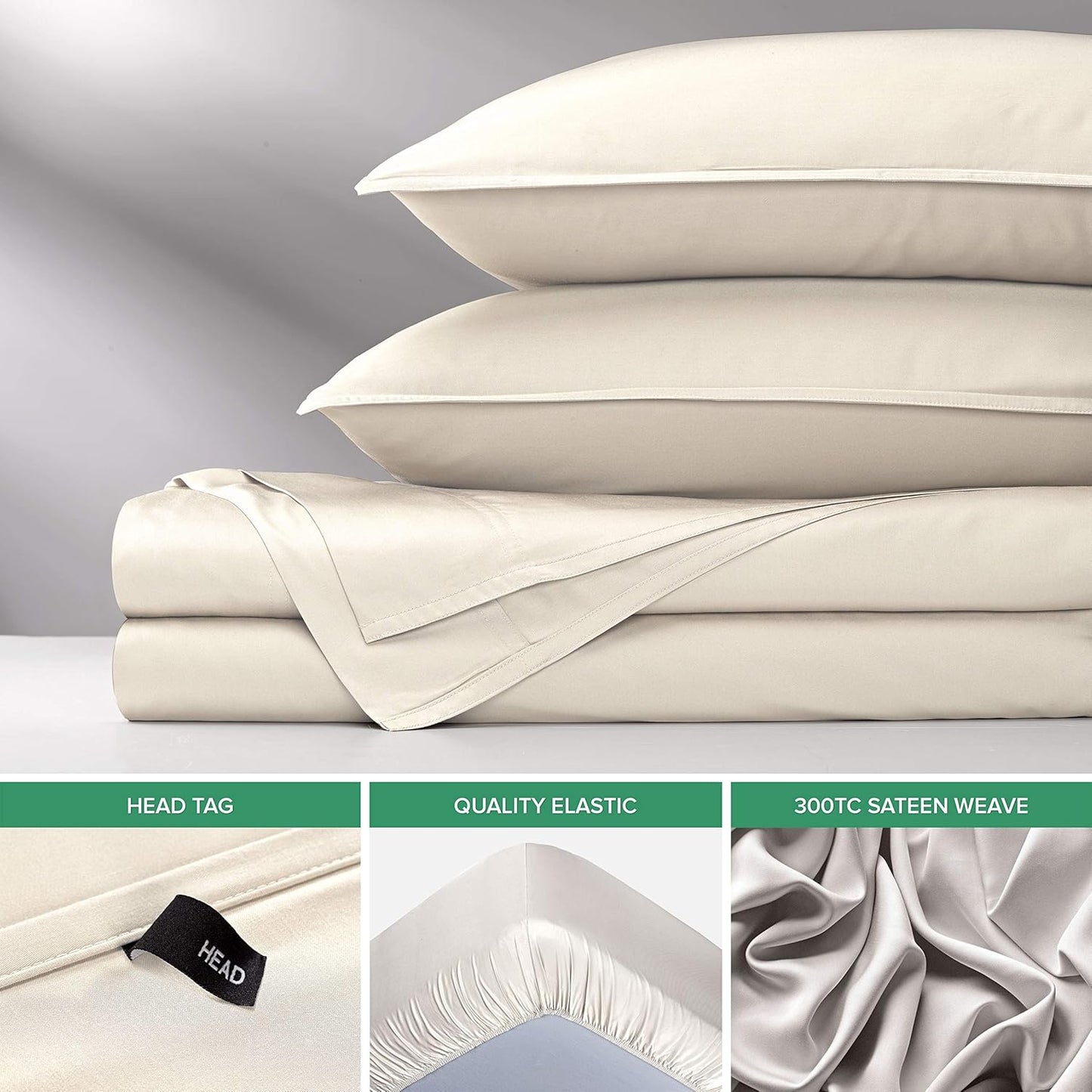 Pure Bamboo Queen Sheets, Genuine 100% Organic Viscose Derived from Bamboo Bed Sheet Set, Luxuriously Soft & Cooling, Double Stitching, 2 Year Quality Promise (Queen, Ivory)