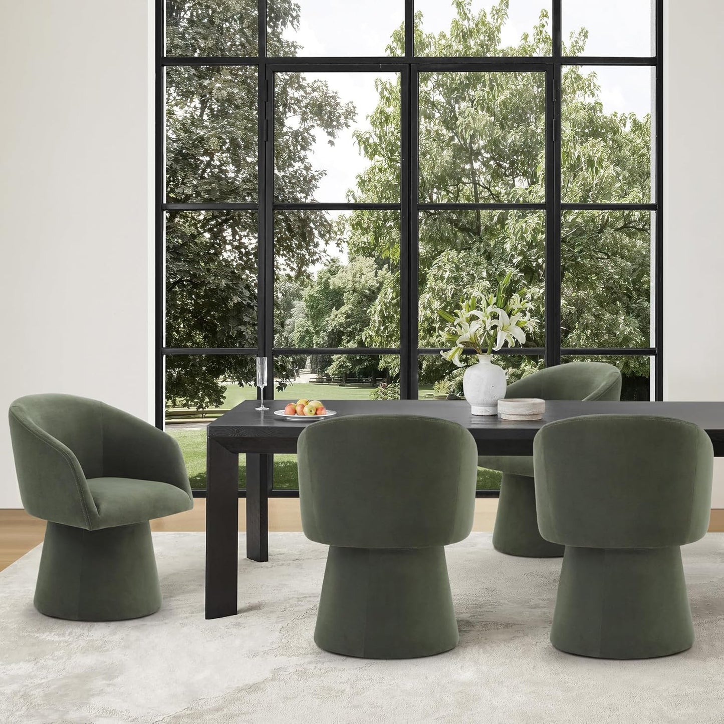 Swivel Dining Chairs Modern Accent Armchair Side Deskchair for Diningroom Vanity Bedroom Livingroom Reading Room,Green,4 Box