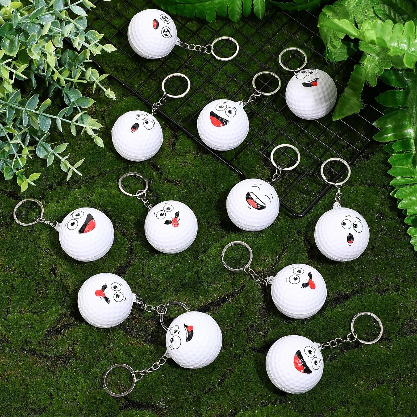 30 Pcs Golf Party Favors Sports Party Supplies for Boys Girls Funny Mini Face Stress Ball Keychains Cute Relief Balls for Golf Lovers Team Prizes Anxiety Relief Sport Favors