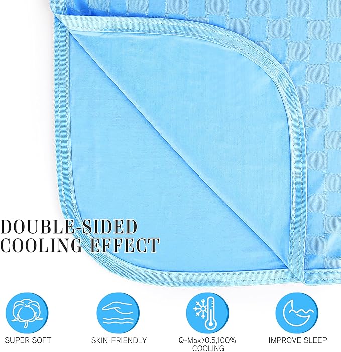 AmyHomie Cooling Summer Blanket with Double Sided Cold Effect, Breathable, Lightweight, Arc-Chill Q-Max>0.5 Cool Fiber, for Hot Sleepers Night Sweats, Dark Gray Checkered, 90"x90"Queen Size