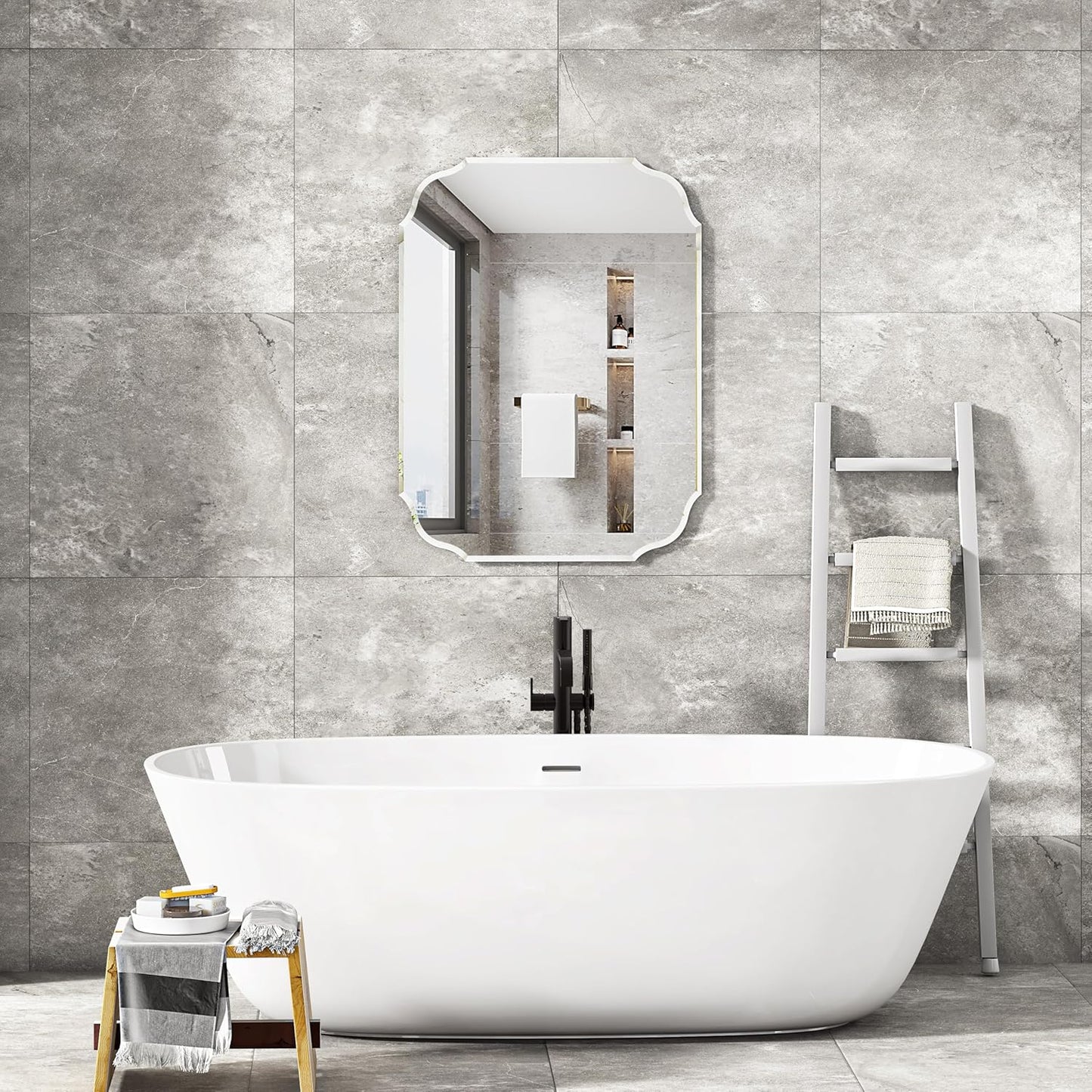 KOHROS Silver Bathroom Mirror 18" x 24" Frameless Rectangle Beveled Edge Bathroom Vanity Mirror for Over Sink, Wall Mirror for Small Bathroom Vanity Bedroom Hanging Horizontally or Vertically
