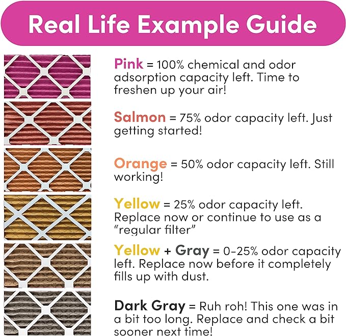 Colorfil 14x20x1 Air Filter (6-Pack) | Made in the USA | Color Changing | Remove Cat and Dog Odor | MERV 8 for Pet Hair Dander and Dust | 13.5"x19.5"x0.75" Exact Size