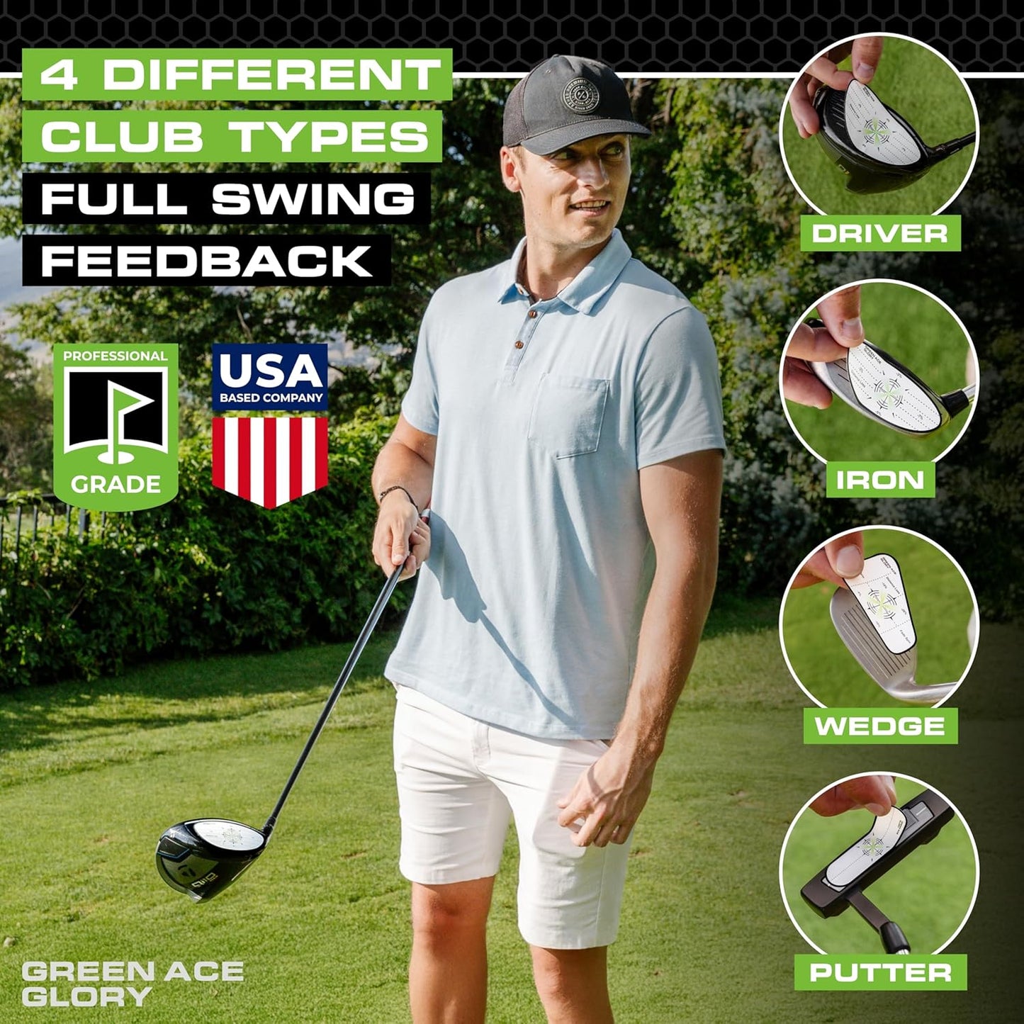 Golf Impact Tape - 384 or 160 Golf Impact Stickers - Impact Tape for Golf Clubs for Drivers, Woods, Irons, Putters | Great Golf Aid - No Residue Golf Stickers, Easy Peel Golf Tape for Perfect Shots