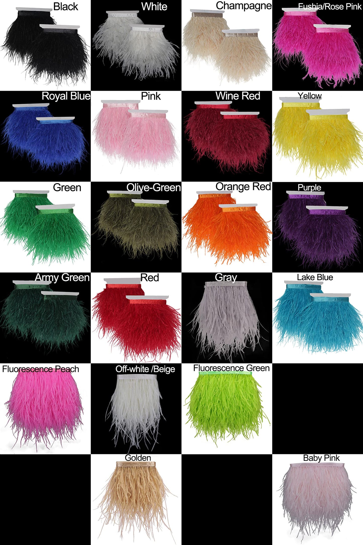 Ostrich Feathers Sewing Fringe Trim Ribbon for Crafts Clothes Accessories Latin Wedding Dress DIY 2-5 Yards 3-4inch Width (5 Yards, Purple)