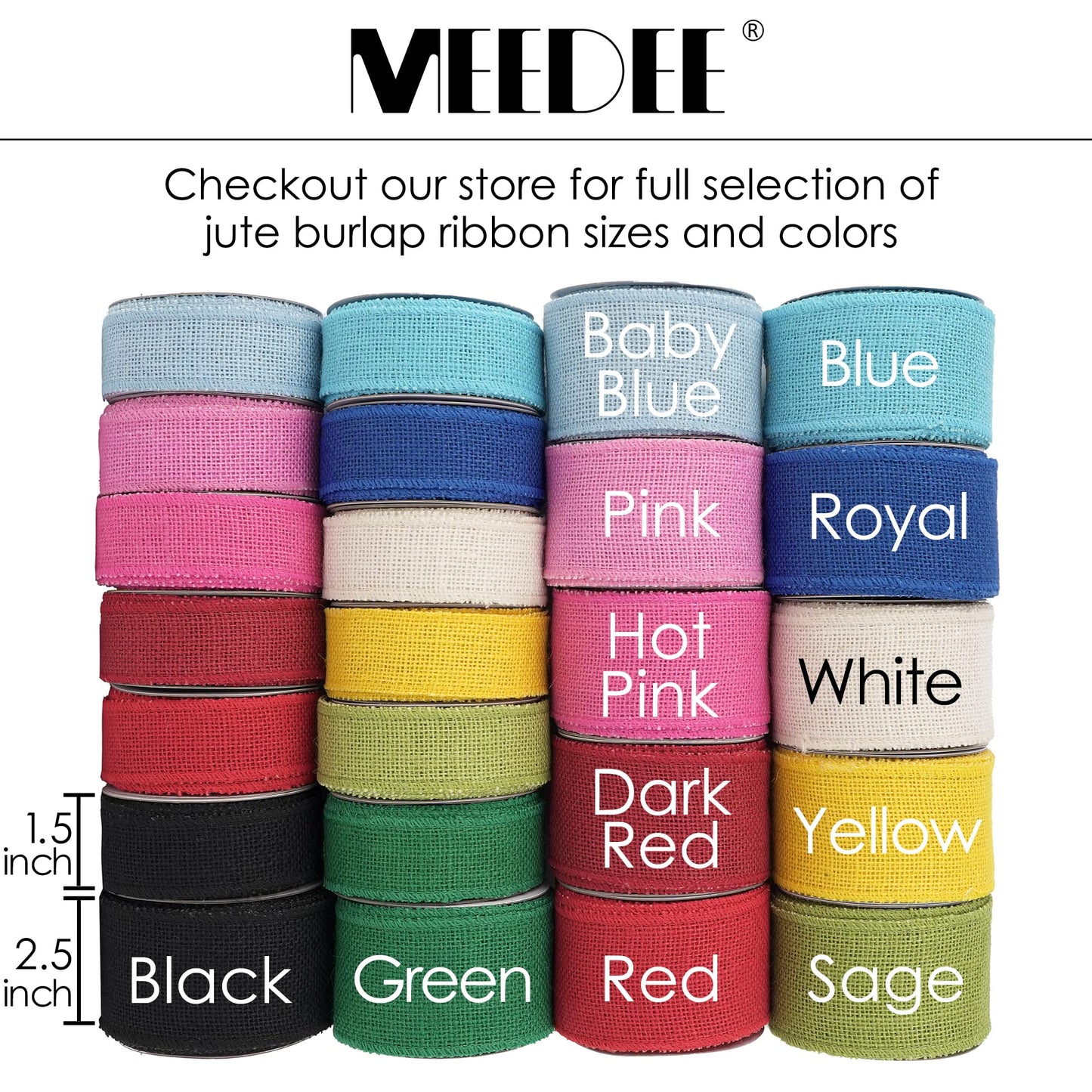 MEEDEE Sage Green Burlap Ribbon 2.5 inch Natural Jute Burlap Ribbon Sage Ribbon Burlap Roll Jute Ribbon Craft Ribbon Fabric Ribbon for Rustic Party Wedding Decorating Wreath Bows Making (10 Yards)