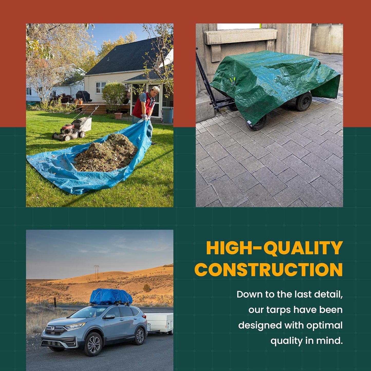 Large Waterproof Tarp - Heavy Duty 5 Mil Thick Poly Tarpaulin Ideal for Canopy Tents, Boats, RV or Pool Covers - Multipurpose Protective Tarps with Grommets for Indoor and Outdoor Use | 20' x 20'