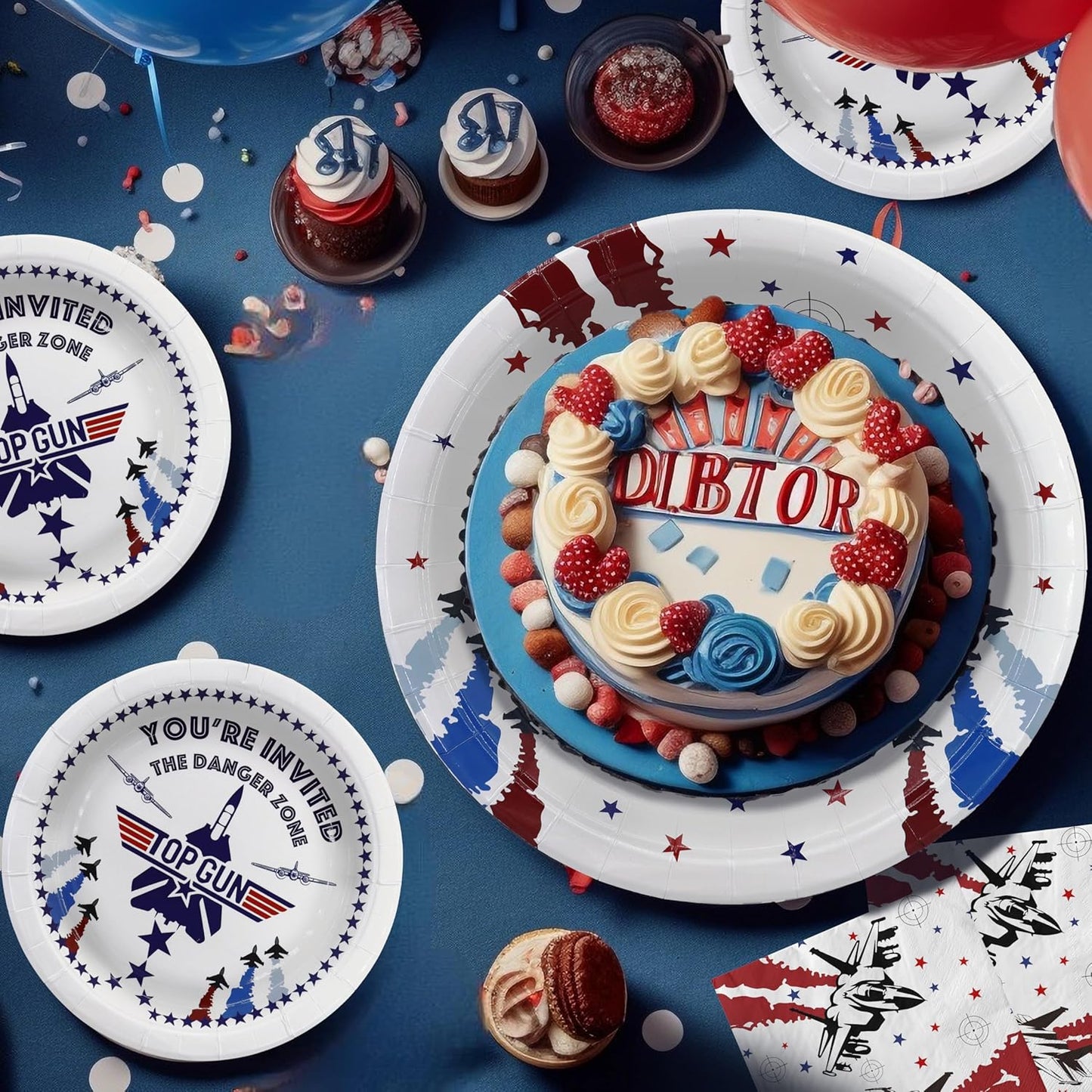 Fighter Pilot Party Decorations Set - Fun Fighter Pilot Party Plates, Napkins, and Forks for an Exciting Celebration - Disposable Fighter Jet Party Supplies for Birthdays and Events