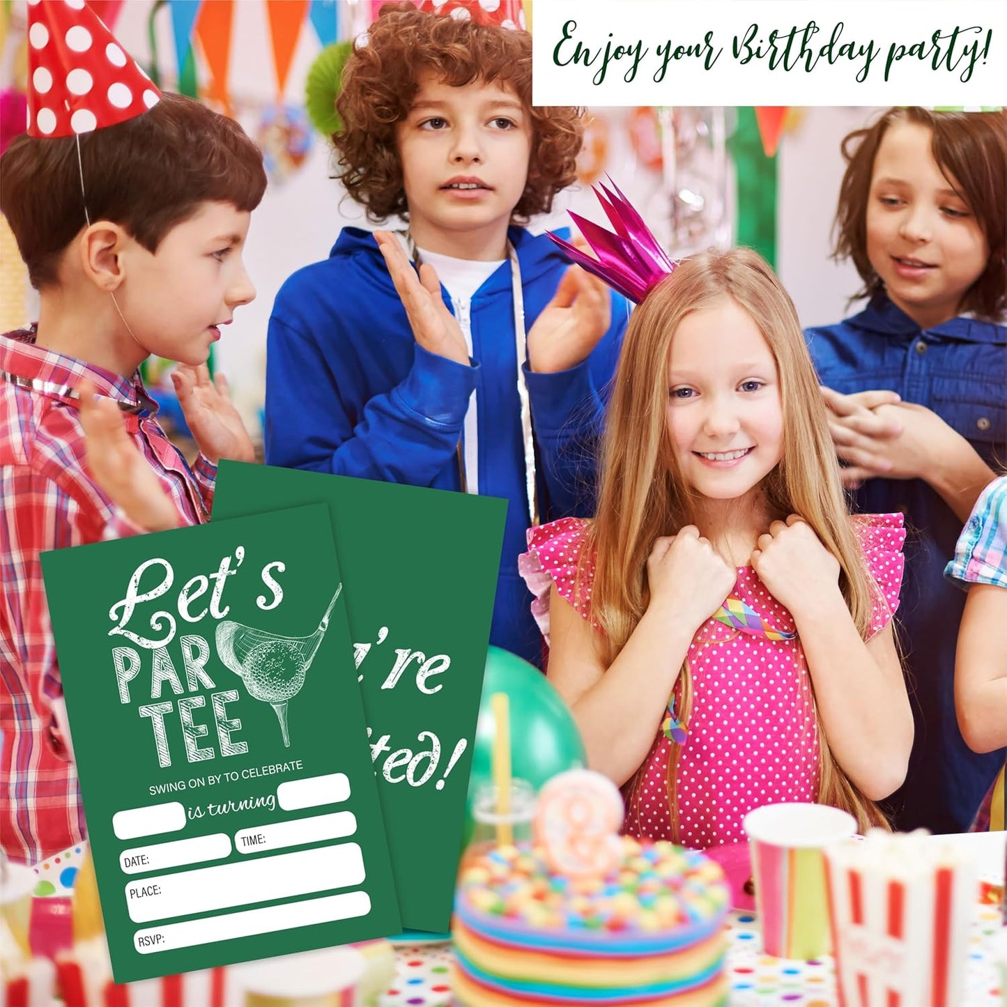 Golf Birthday Party Invitations With Envelopes - Hole In One - 20 Pcs Double Side Fill in Golf Party Birthday Invitations, LET'S PAR-TEE birthday Invitations, Party favor & Decorations - A05