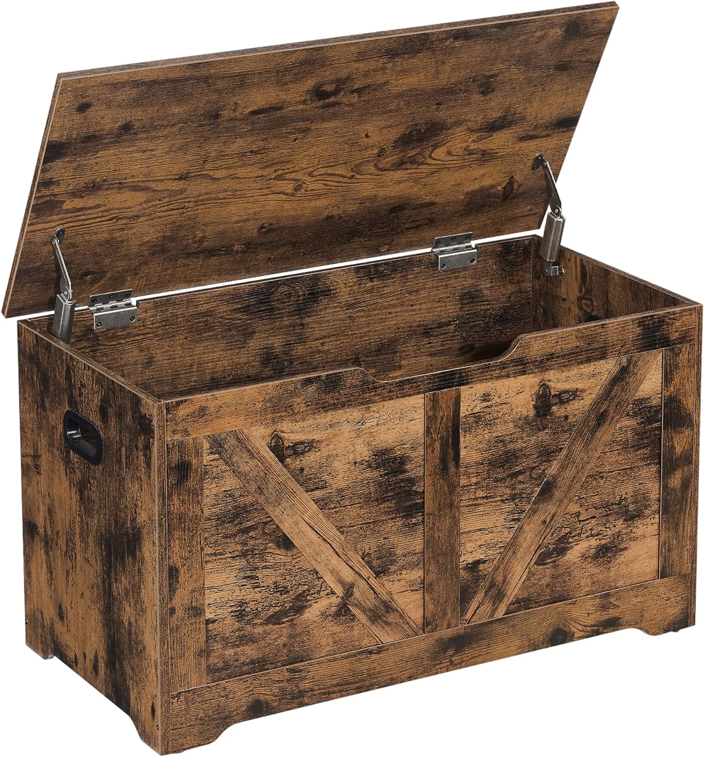 VASAGLE Storage Chest, Storage Trunk with 2 Safety Hinges, Storage Bench, Shoe Bench, Farmhouse Style, 15.7 x 31.5 x 18.1 Inches, for Entryway, Bedroom, Living Room, Rustic Brown ULSB062T01