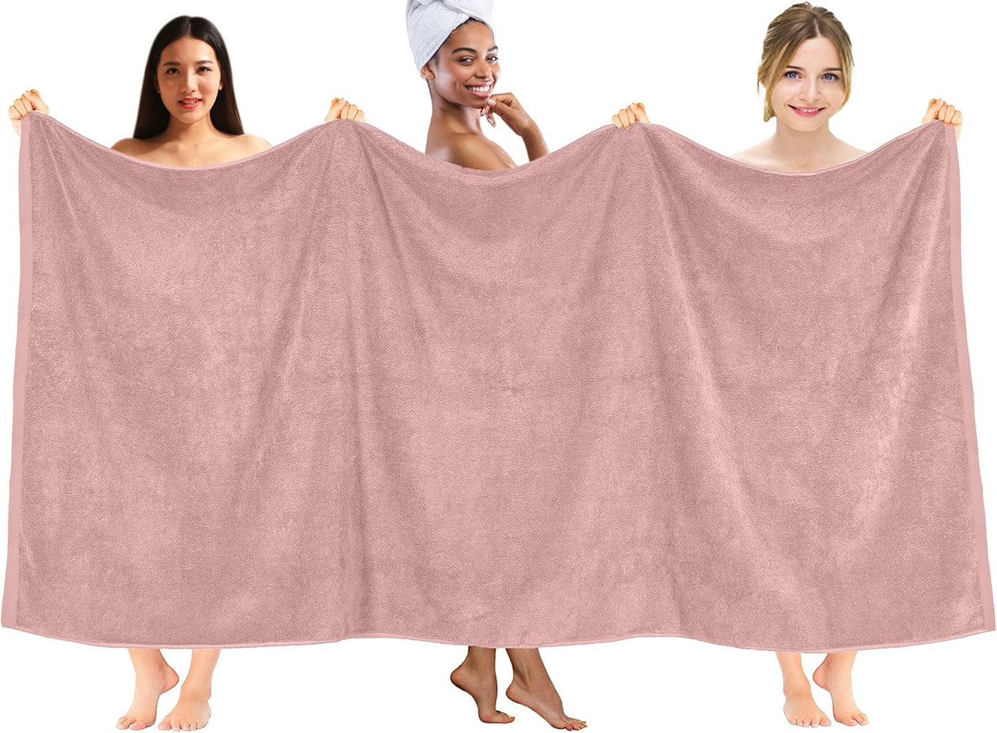 DAN RIVER Pack of 1 Bath Sheet 40x80 Inches, Oversized Towels for Adults, Quick Dry Plush Bath Towels - Dusty Rose