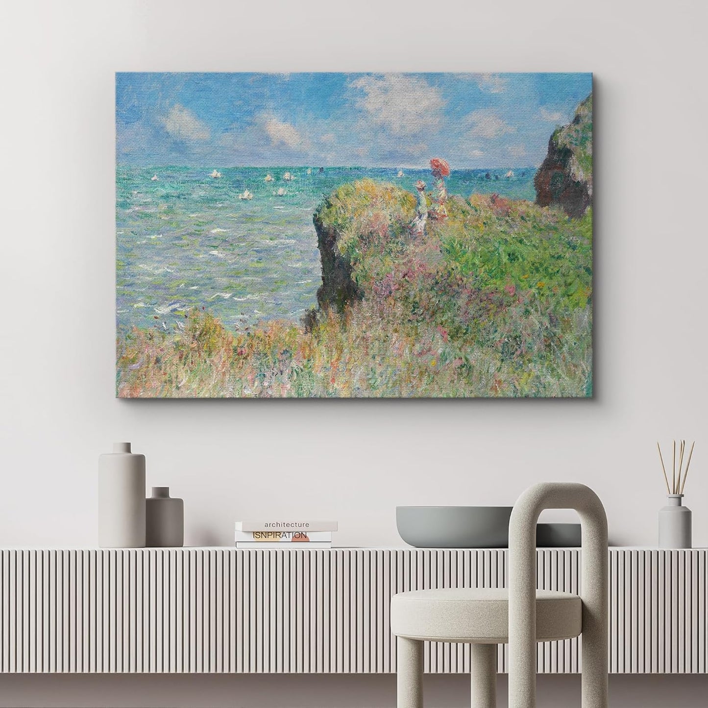 wall26 - Claude Monet - Cliff Walk at Pourville - Impressionist Modern Art - Canvas Art Home Art - 32x48 inches