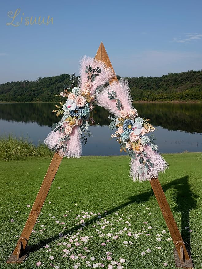 Wedding Arch Flowers, Artificial Flowers for Decoration, Large Flower Swag for Boho Styles Wedding Ceremony Floral Decor - Pack of 2