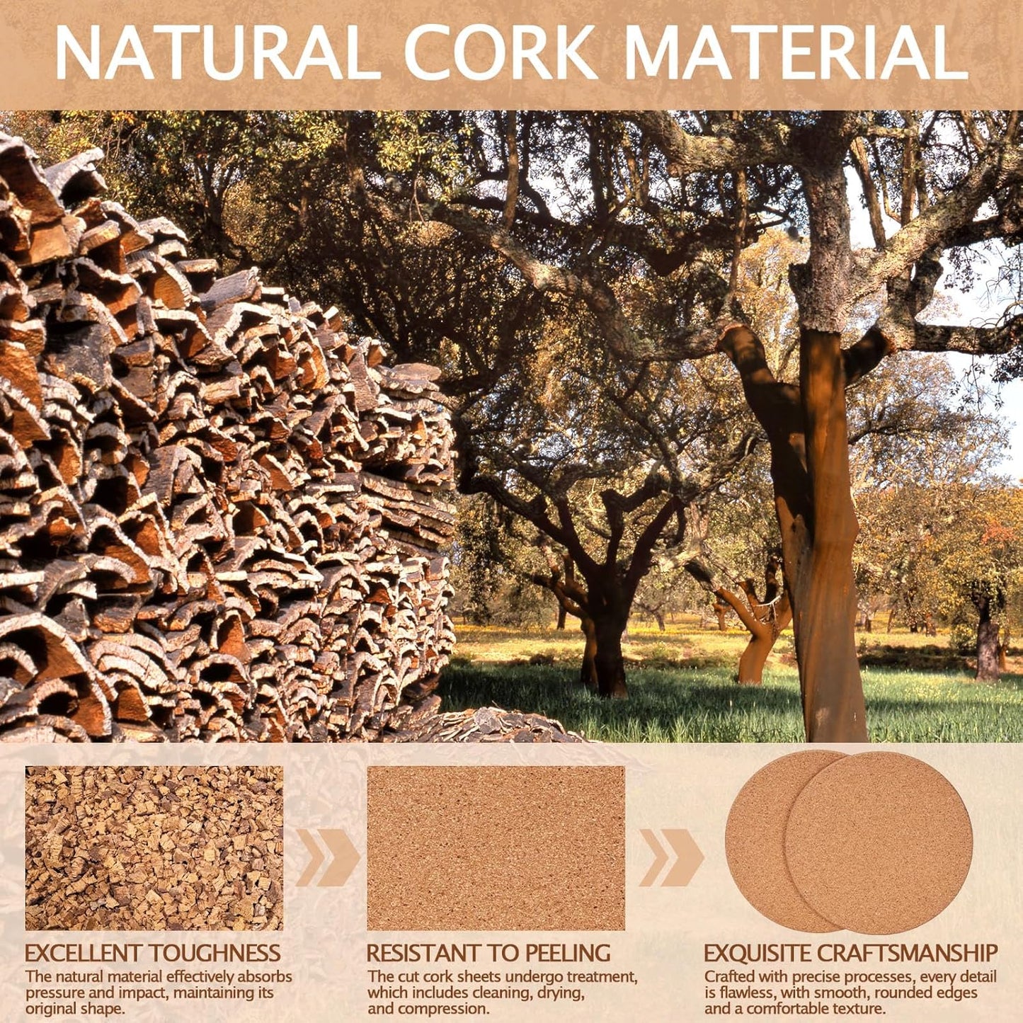 100 Pieces Cork Coasters for Drinks, GOH DODD Thicken Absorbent Blank Coasters for DIY Crafts Laser Engraving Sublimation Wood Burning Plants Painting Housewarming Gifts Wedding, Round, 4 Inch
