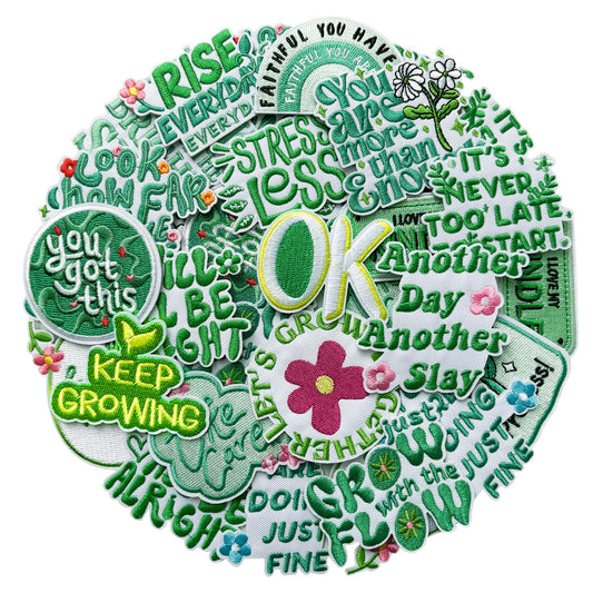 Xandova 20 Pcs Positive Affirmation Iron on Patches, Phrase Embroidered Appliques Sew on Patches for Bags, Jackets, Jeans, Clothes DIY Patches
