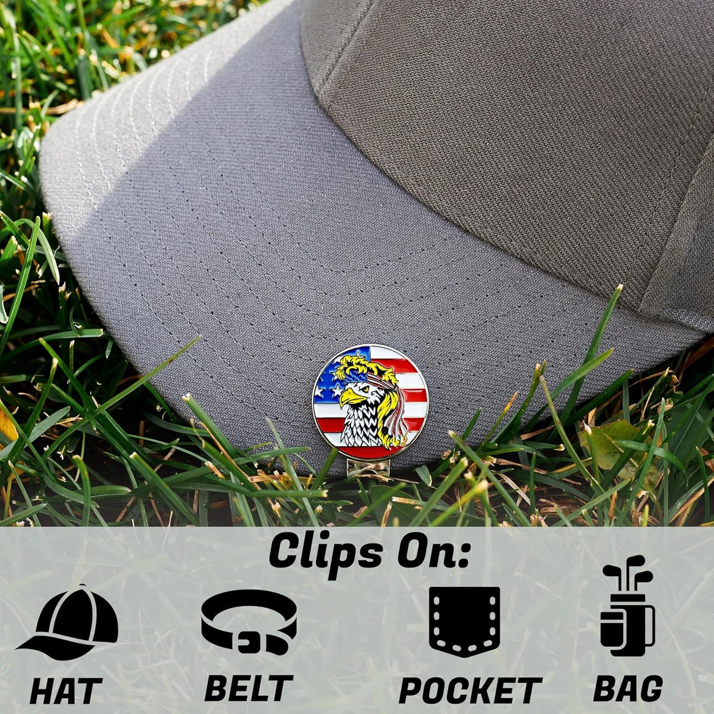 Golf Ball Marker with Magnetic Hat Clip Set - Men's and Women's Golf Accessories and Gift Ideas - Removable Attaches Easily to Golf Cap