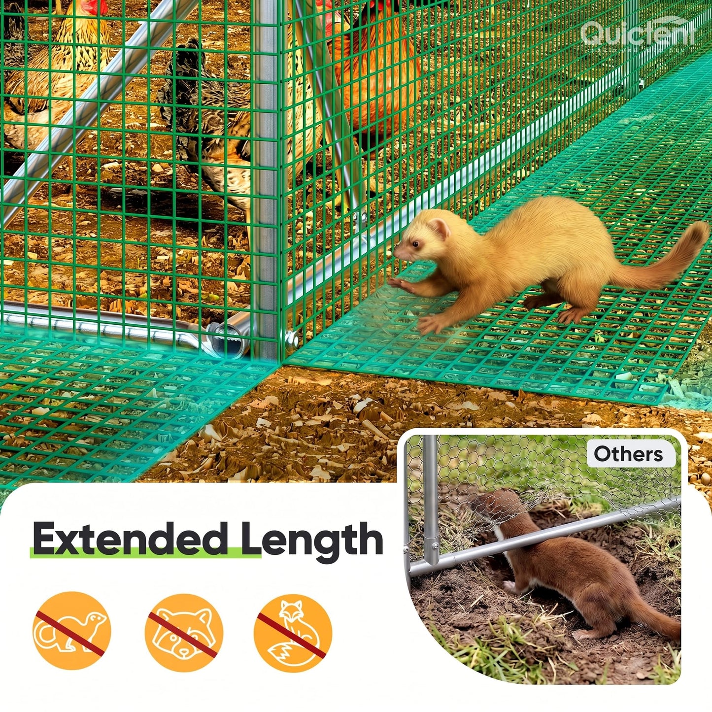 Quictent 18x9x6.6ft Metal Chicken Coop Run with Side Hardware Cloth, Elite Series Large Walk-in Outdoor Poultry Cage Heavy Duty Predator Proof Hen Duck Rabbit Farm Pen House, Waterproof Anti-UV Cover