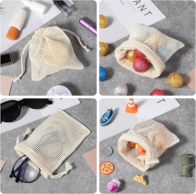 9 PCS Reusable Mesh Produce Bags Cotton Mesh Vegetable Bags for Refrigerator Potato Storage Bag Reusable Double Stitched with Drawstring Produce Bag for Vegetables Fruit Grocery Shopping(3 S/M/L)