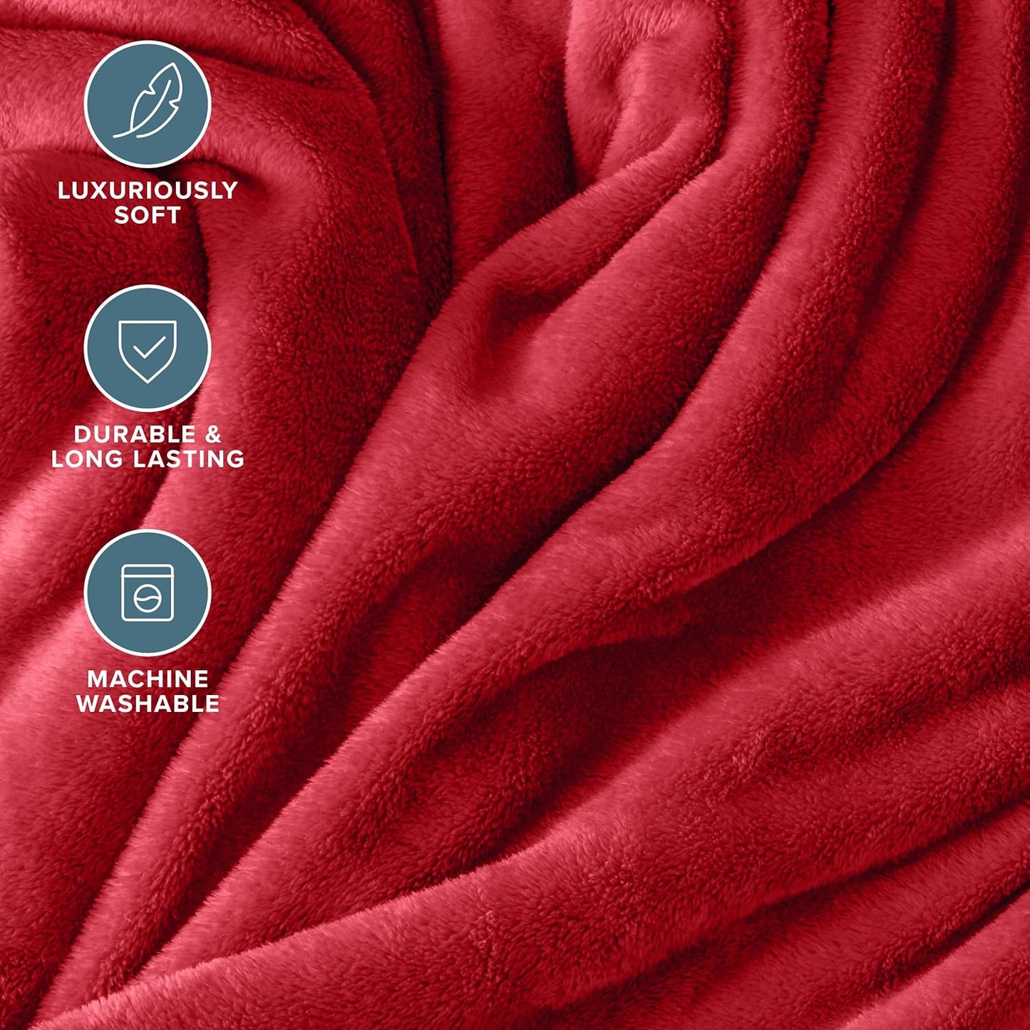 Bare Home Fleece Blanket - King Size - Ultra-Soft Lightweight for Bed, Sofa, and Couch - Luxury Microplush - Cozy Warm Blanket (King, Red)