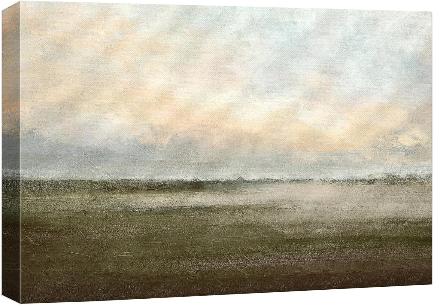 wall26 Canvas Print Wall Art Watercolor Dusk Sky Over Green Field Nature Wilderness Illustrations Modern Rustic Relax/Calm Cool for Living Room, Bedroom, Office - 16"x24"