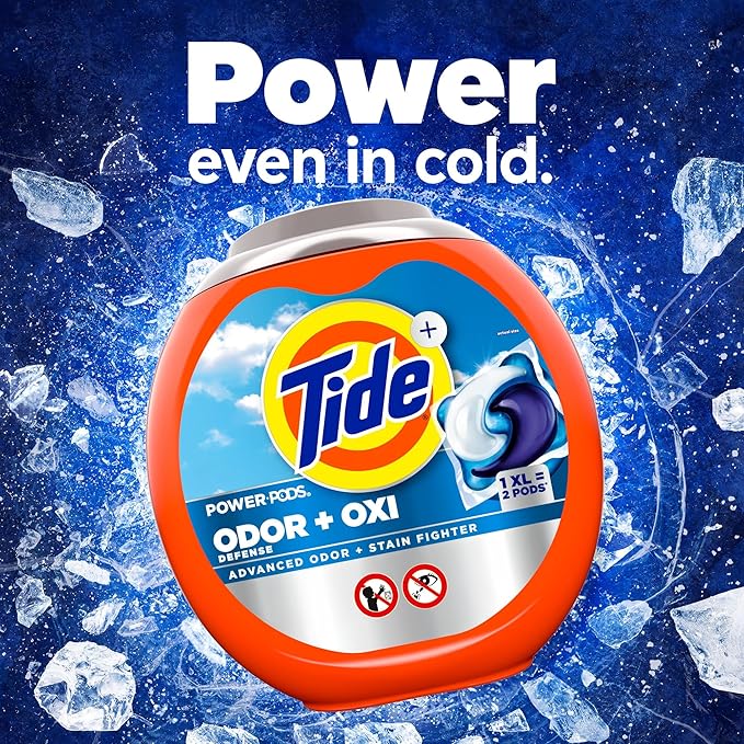 Tide Odor Defense + Oxi Laundry Detergent Pacs, Original Scent, 45 Count, Advanced Odor + Stain Fighter