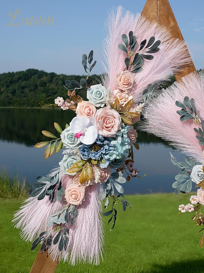 Wedding Arch Flowers, Artificial Flowers for Decoration, Large Flower Swag for Boho Styles Wedding Ceremony Floral Decor - Pack of 2
