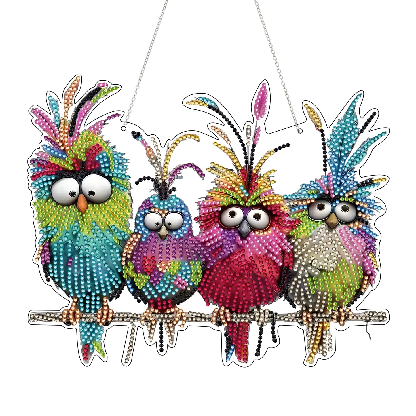 JJFox Diamond Art Kit for Adult, Special Shaped Rhinestone, DIY Acrylic 5D Painting Window Pendants, Home Garden Wall Hanging Ornament, Double Sided (Bird)