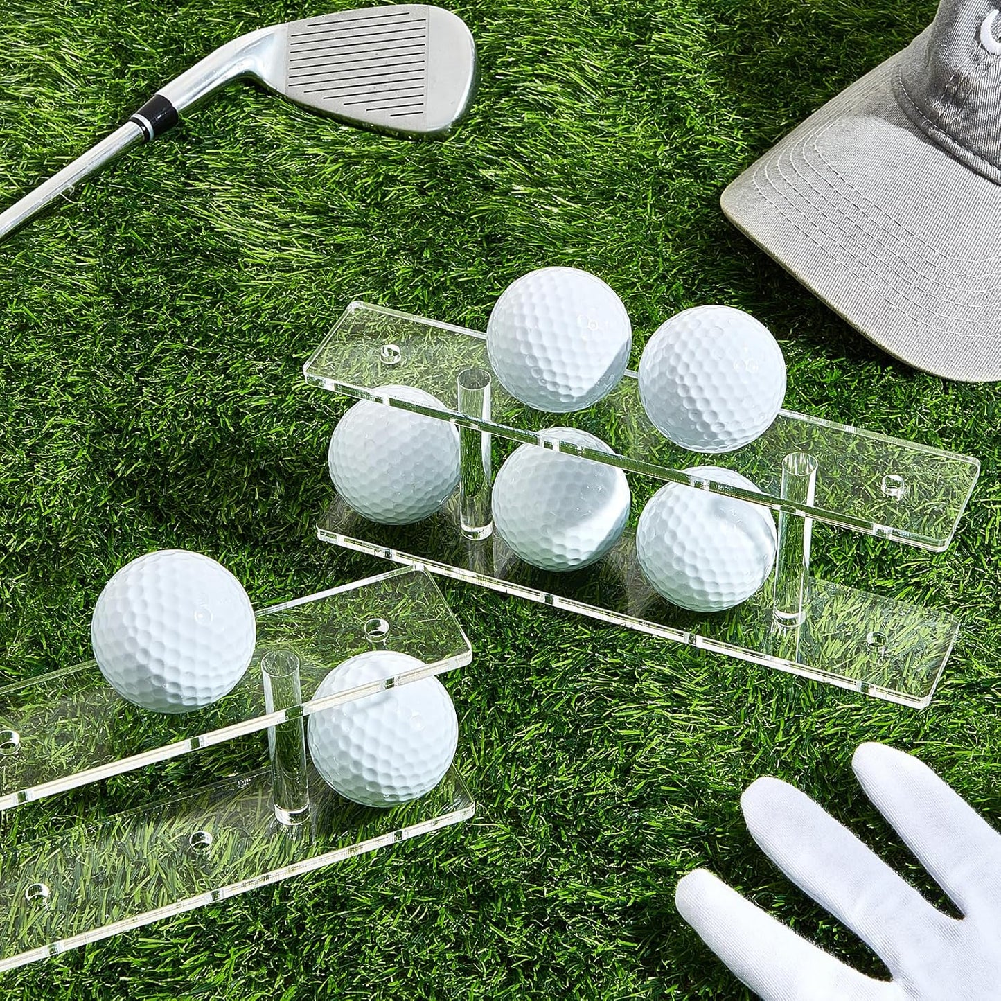 2 Pcs Golf Ball Display Rack 8 Balls Clear Acrylic Golf Case Holder Small Table Tennis Display Stand Shelf Double Layer