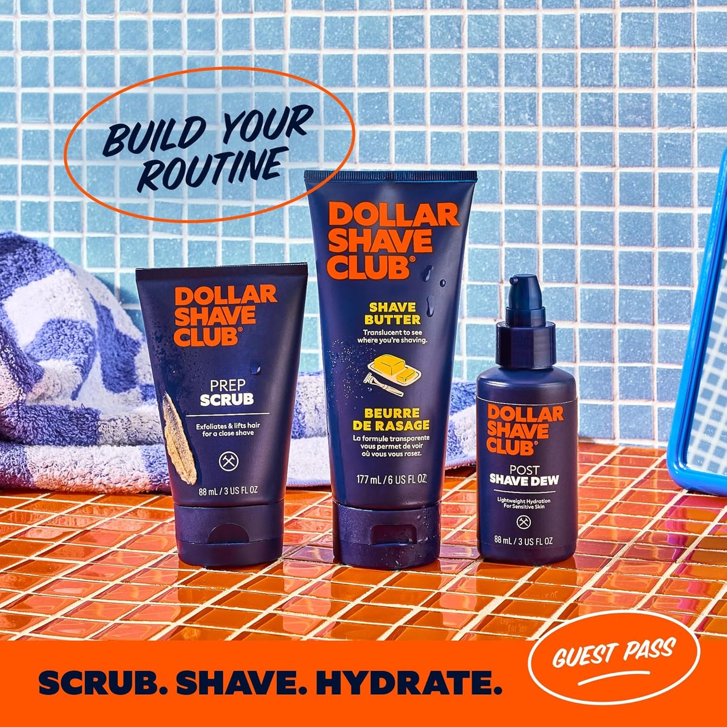 Dollar Shave Club | The Guest Pass Shave Set | 2 Swift Rinse Refill Cartridges, 1 Handle (Black), 1 Razor Cover, Razors for Men