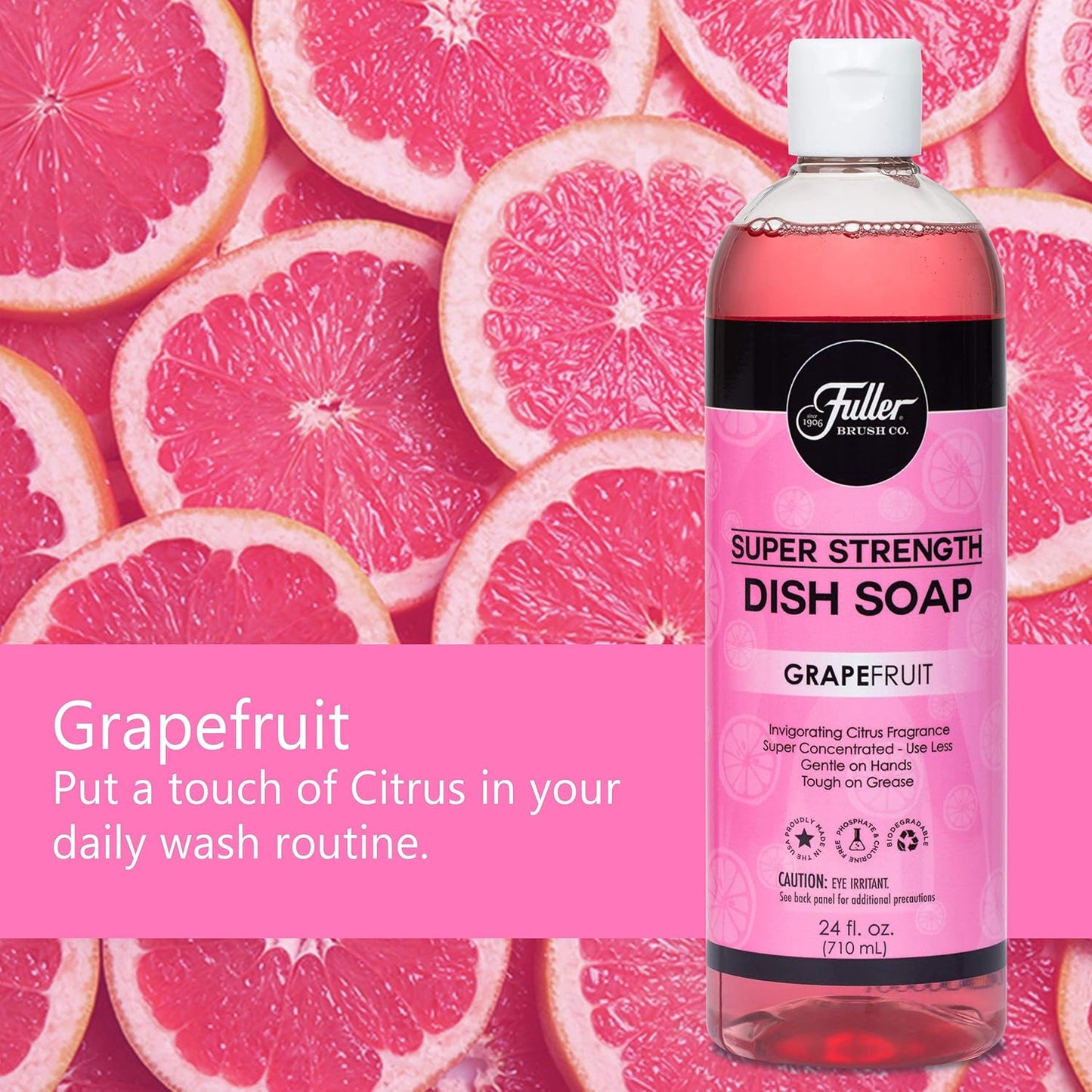 Fuller Brush Super Strength Dish Soap ? Economical ? Use Much Less ? For Dishes, Glasses, Silverware, Utensils, Pots, Pans, Countertops, Tables ? Invigorating Fragrance (Grapefruit) 6 Pack
